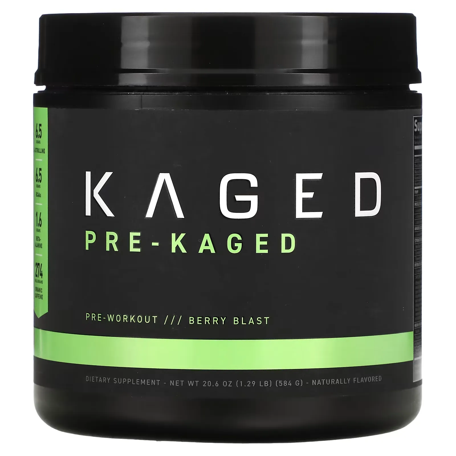 PRE-KAGED,  Pre-Workout, Berry Blast, 1.29 lb (584 g)