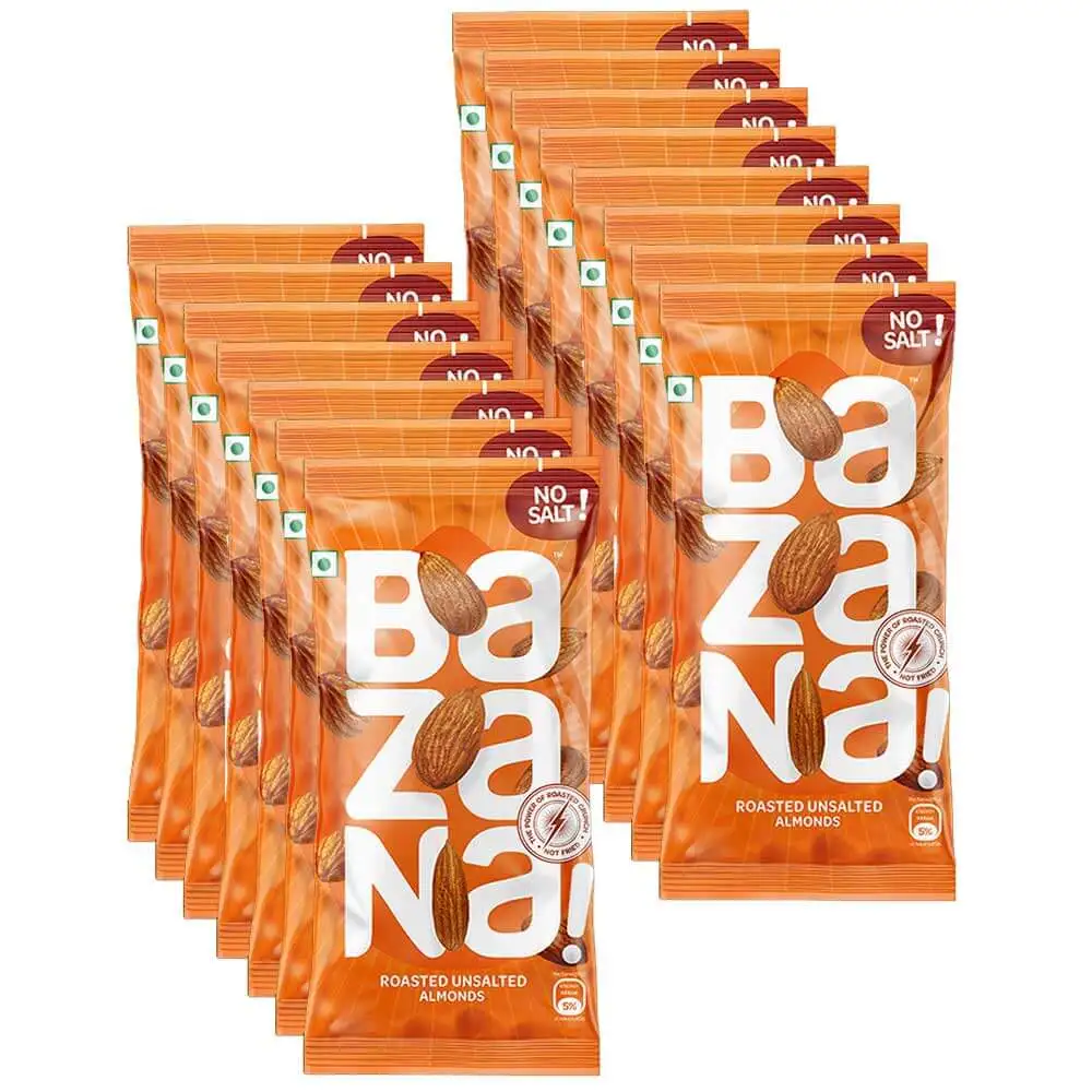 Bazana Roasted Unsalted Snacks,  Almonds  15 Piece(s)/Pack