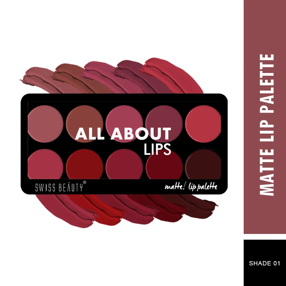 Swiss Beauty All about Lip Palette with 10 Creamy and Matte Pigmented