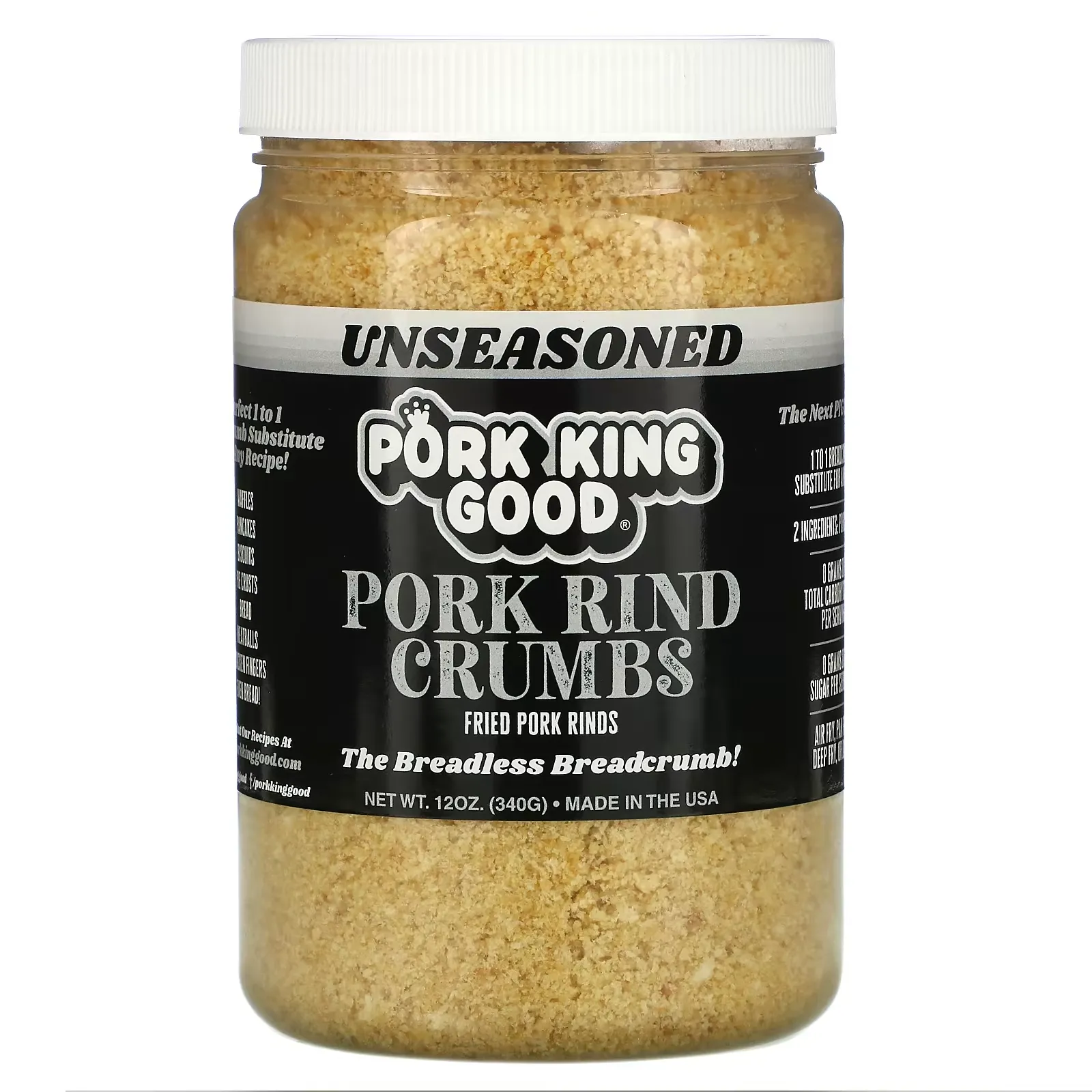 Pork Rind Crumbs, Unseasoned, 12 oz (340 g)