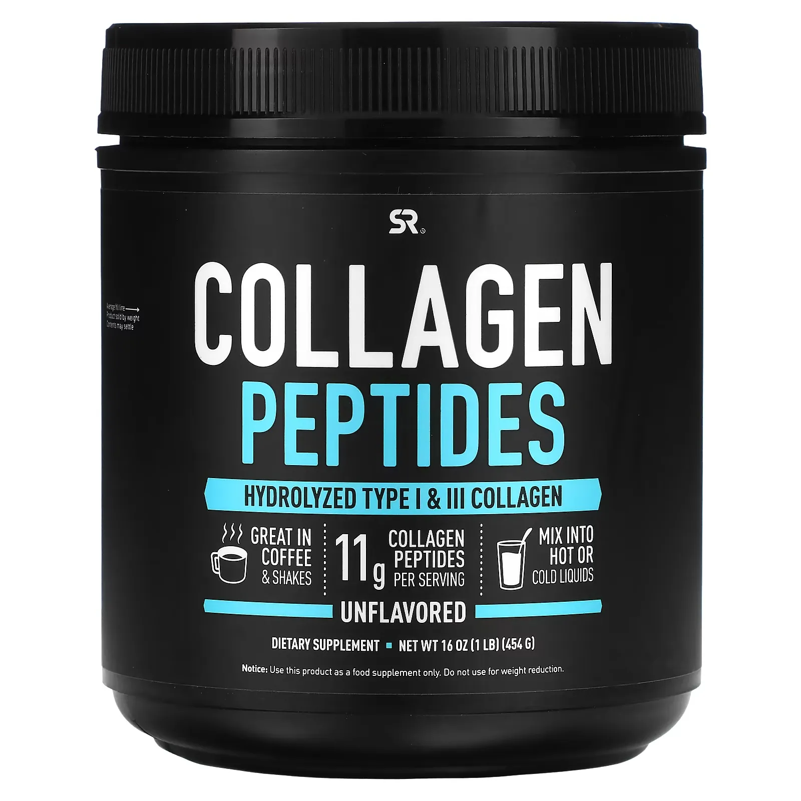 Collagen Peptides, Hydrolyzed Type I & III Collagen, Unflavored, 16 oz (454 g)