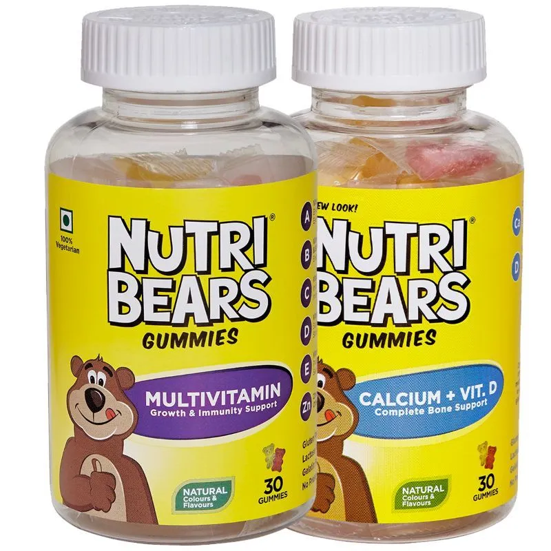 Nutribears Multivitamin And Calcium Gummies For Kids And Teens Combo, Pack Of 2