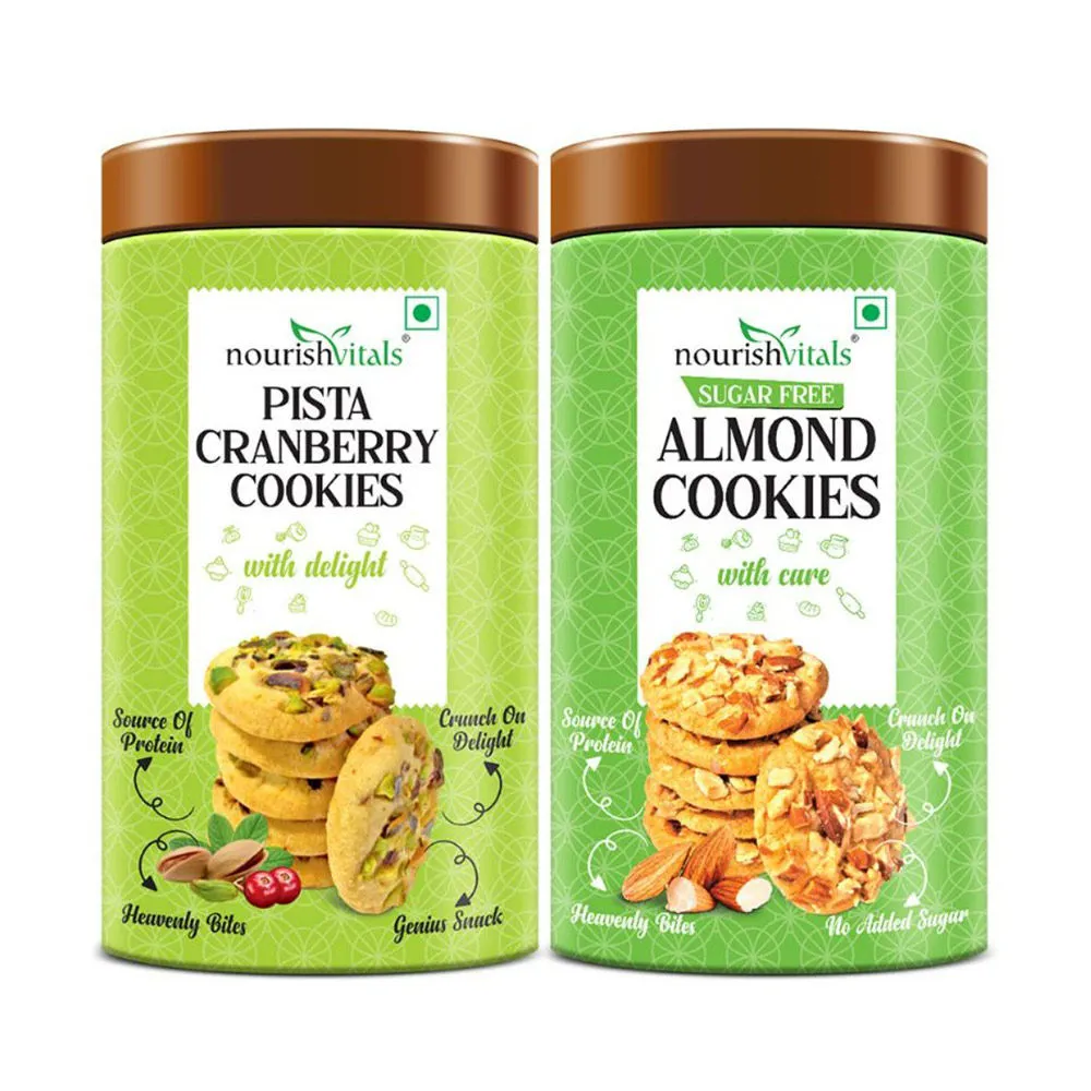 Nourish Vitals Pista Cranberry + Almond(Sugar Free) Cookies