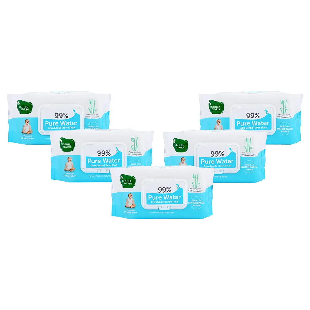 Mother Sparsh 99% Pure Water Baby Wipes - Pack Of 5