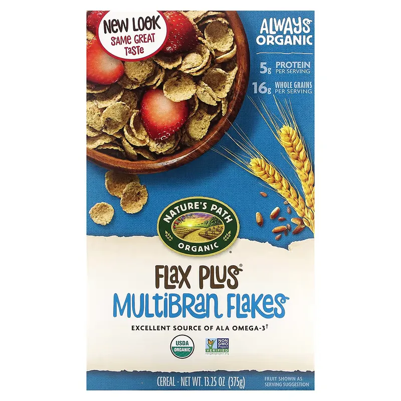 Organic, Flax Plus Multibran Flakes Cereal, 13.25 oz (375 g)