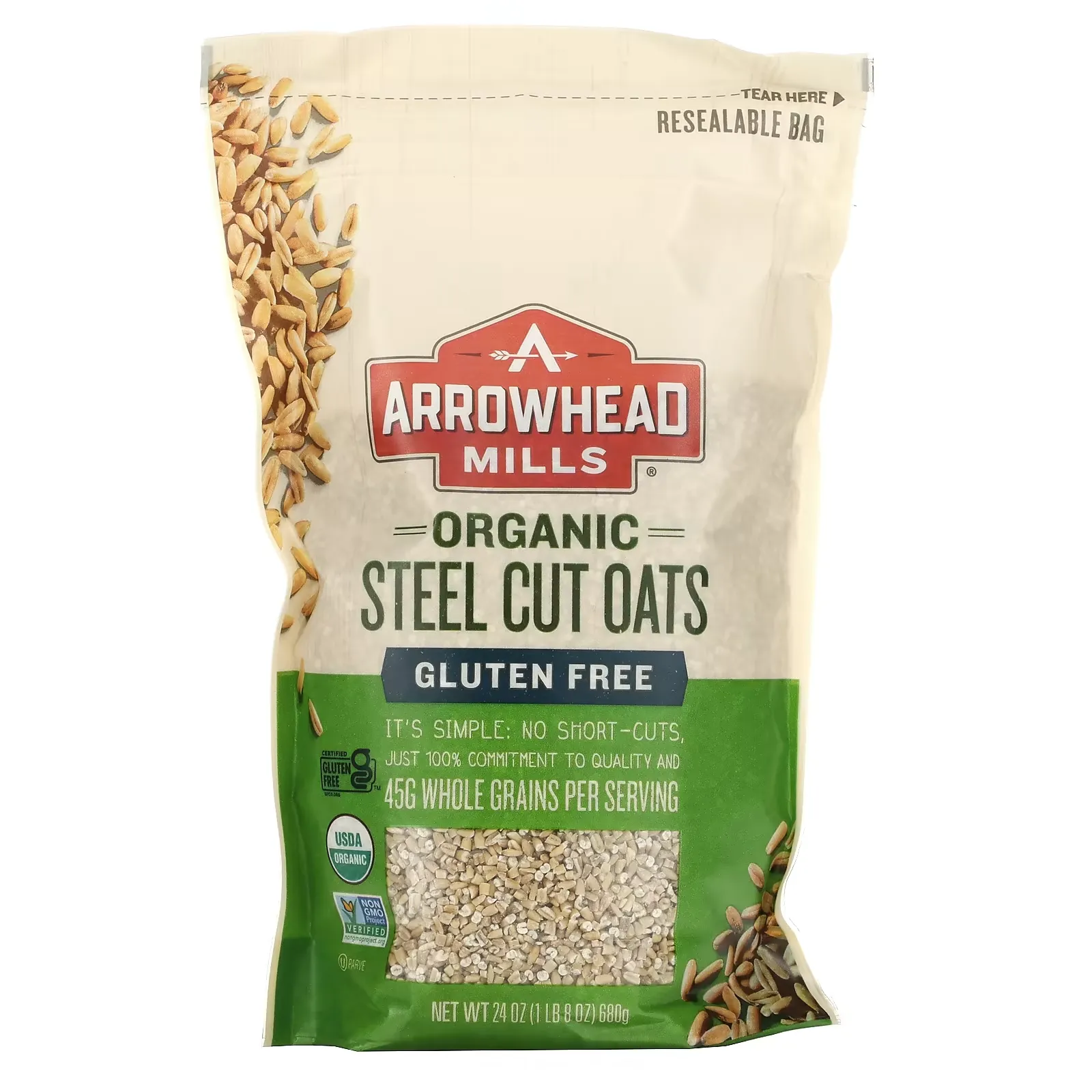 Organic Steel Cut Oats, Gluten Free, 24 oz (680 g)