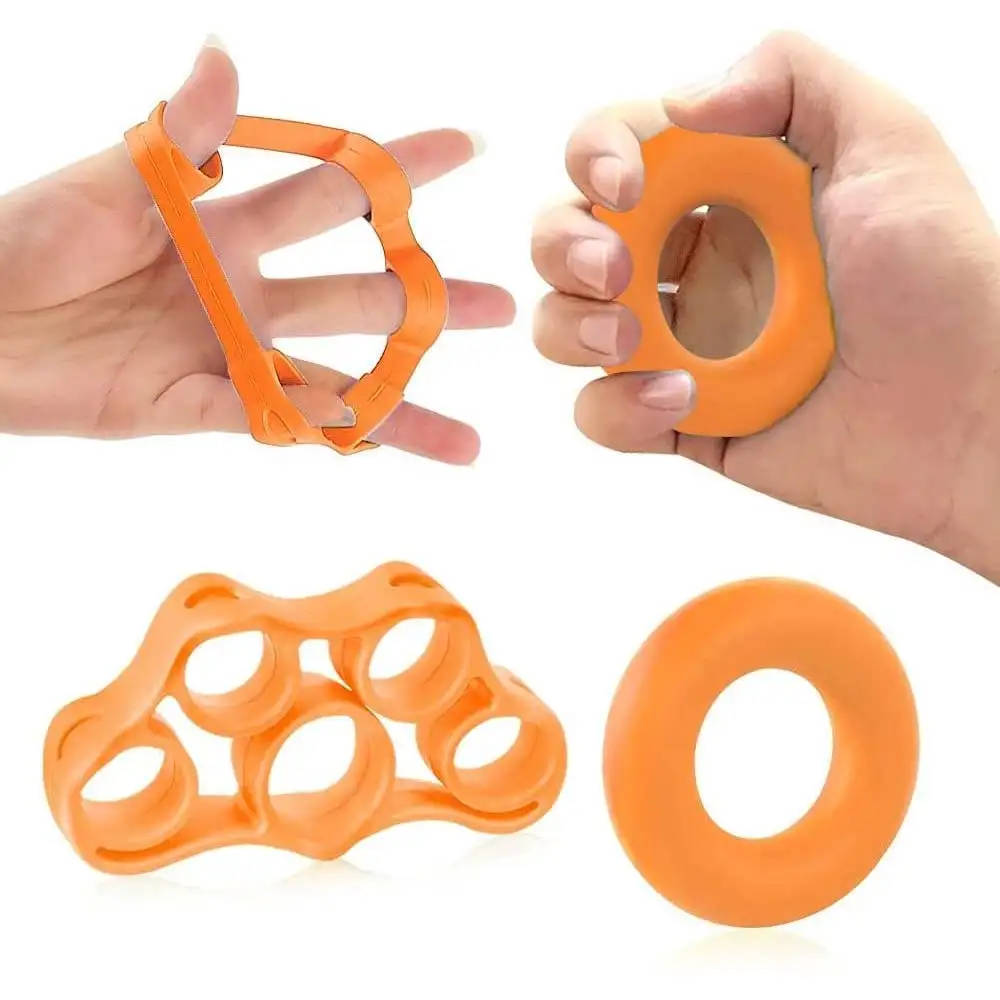 Strauss Silicon Finger Stretcher & Hand Grip Exerciser (Set of 2),  Orange