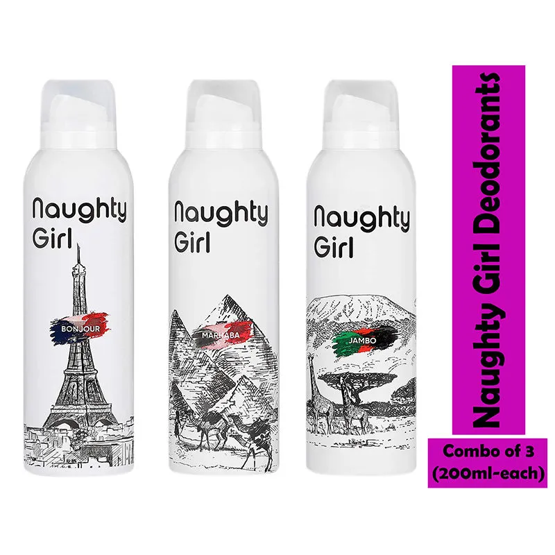 Naughty Girl Bonjour Jambo Marhaba Deodorant - Pack Of 3