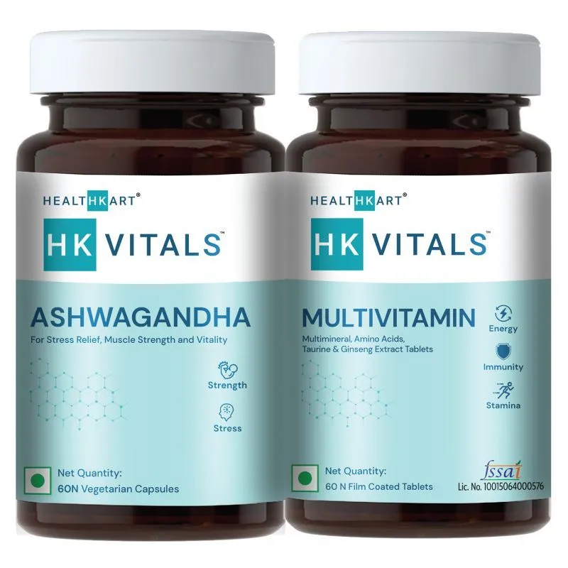 HealthKart HK Vitals Ashwagandha + Multivitamin Pack of 2, 60 Tablet(s)/Pack