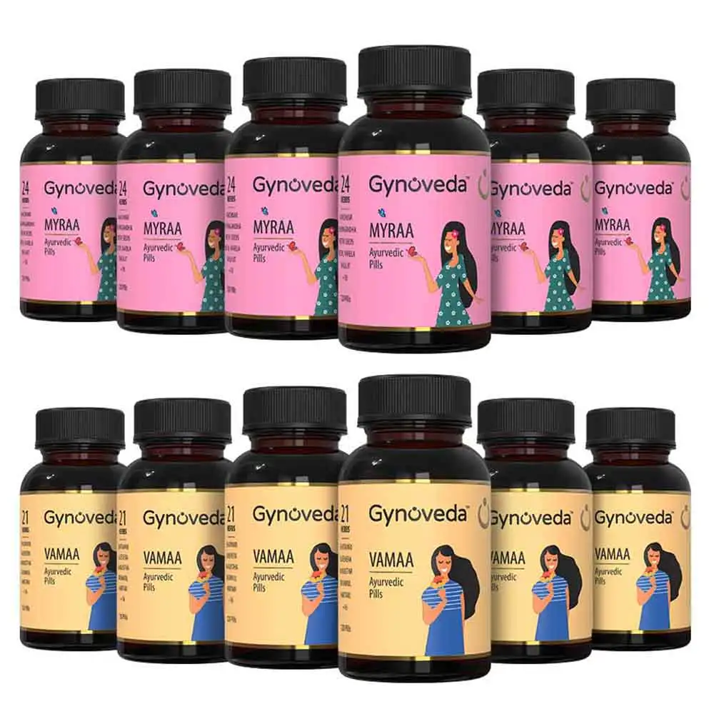 Gynoveda PCOS - Vamaa & Myraa Ayurvedic Pills - Pack of 6,  120 tablet(s)  Unflavoured