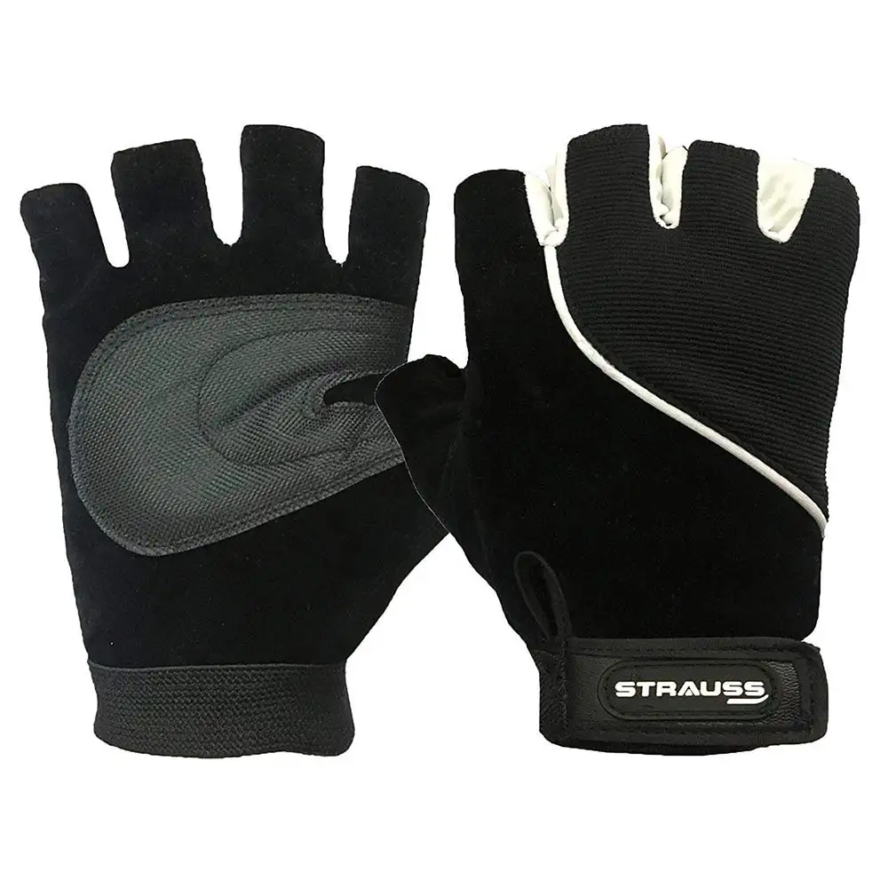 Strauss StretchBack Cut Finger Gloves Large,  Black  Large