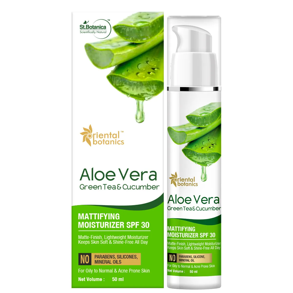 Oriental Botanics Aloe Vera, Green Tea & Cucumber Mattifying Moisturizer SPF 30