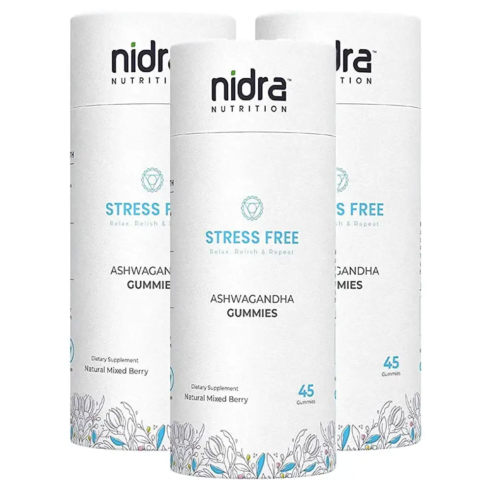 Nidra Nutrition Stress Free Ashwagandha (Pack of 3),  45 gummies