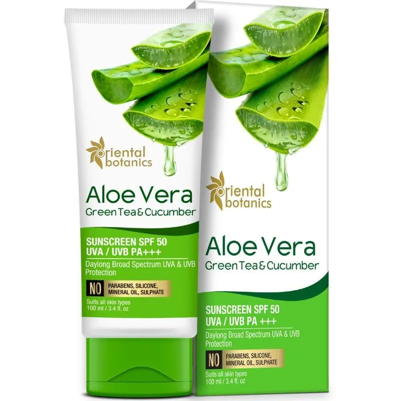 Oriental Botanics Aloe Vera, Green Tea & Cucumber Sunscreen SPF 50 UVA/UVB PA+++