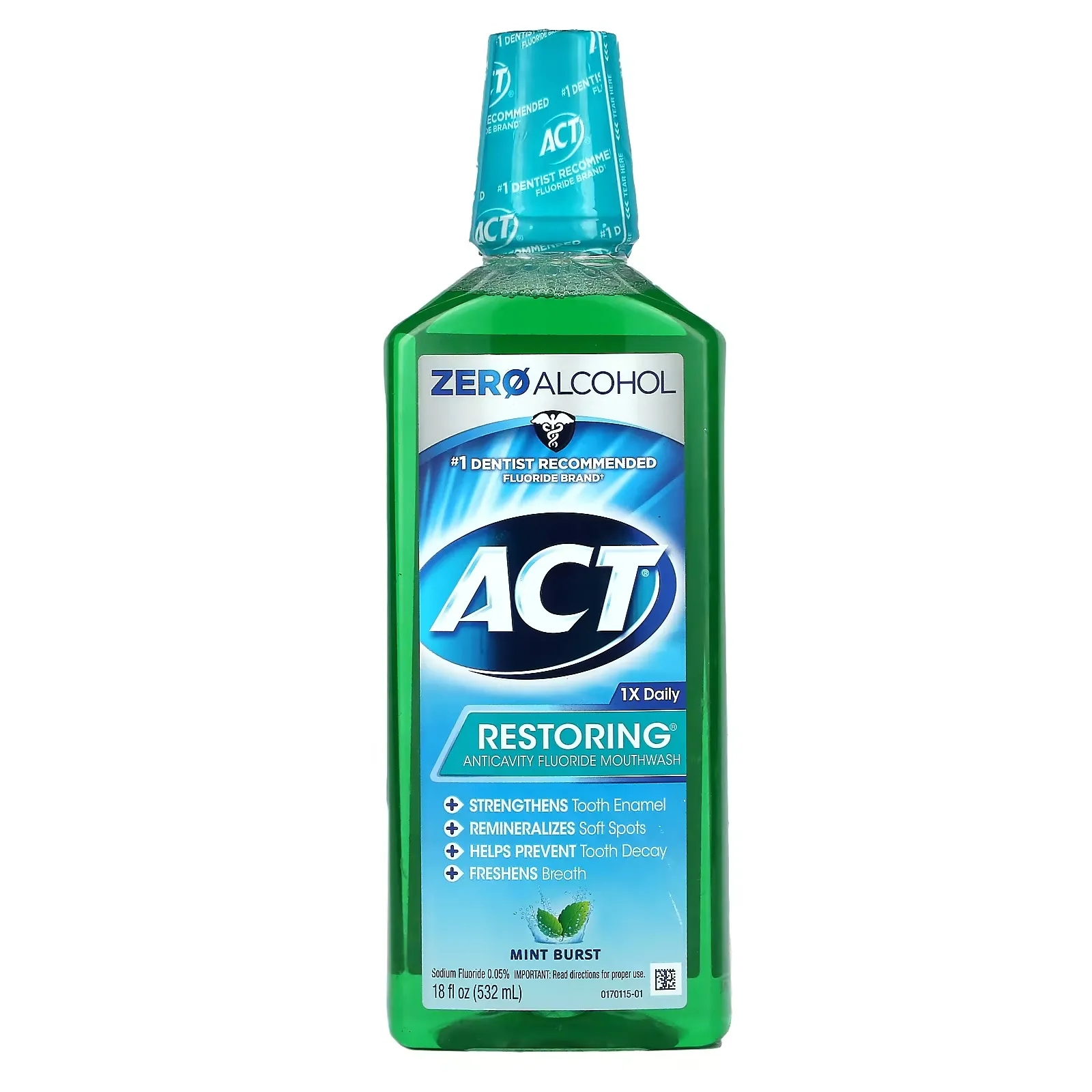 Restoring Anticavity Fluoride Mouthwash, Alcohol Free, Mint Burst, 18 fl oz (532 ml)