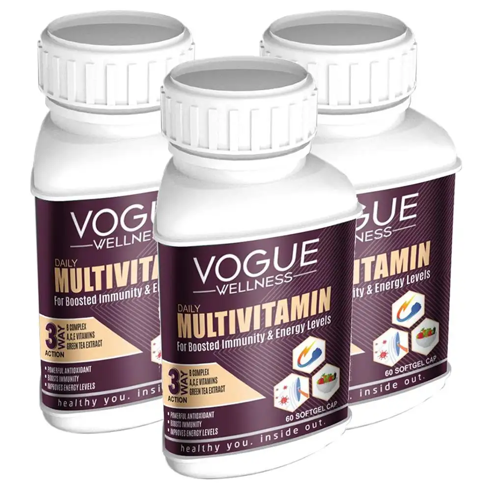 Vogue Wellness Daily Multivitamin,  60 softgels  Unflavoured (Pack of 3)