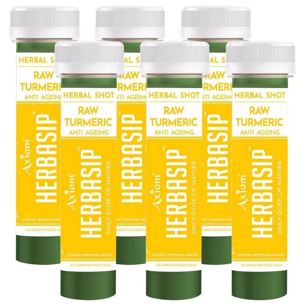 Herbasip Raw Turmeric Juice Pack of 6 Shots,  Unflavoured  50 ml