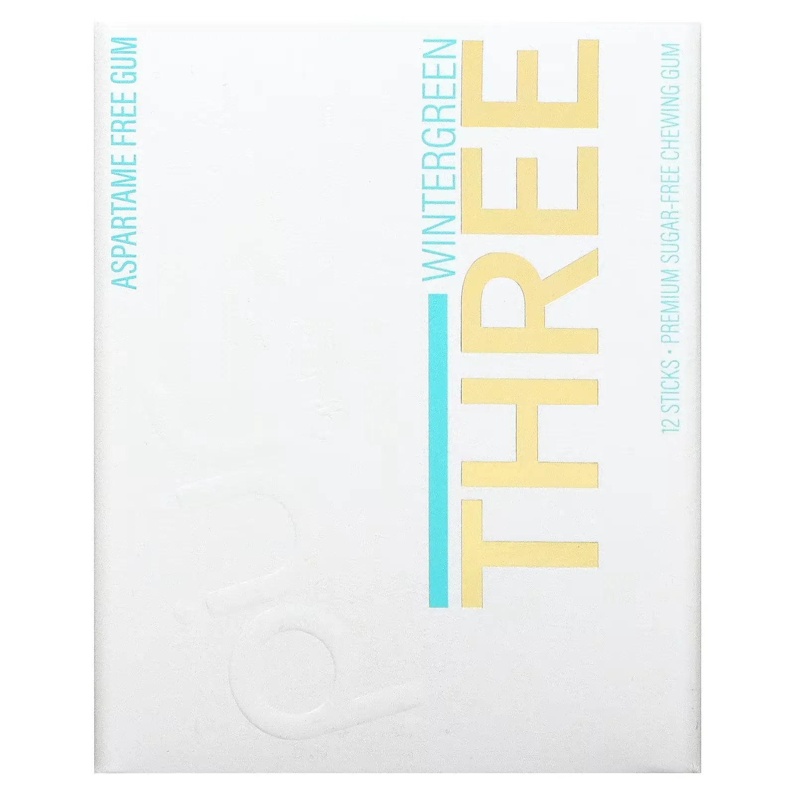 Wintergreen Three, Sugar Free Gum, 12 Sticks