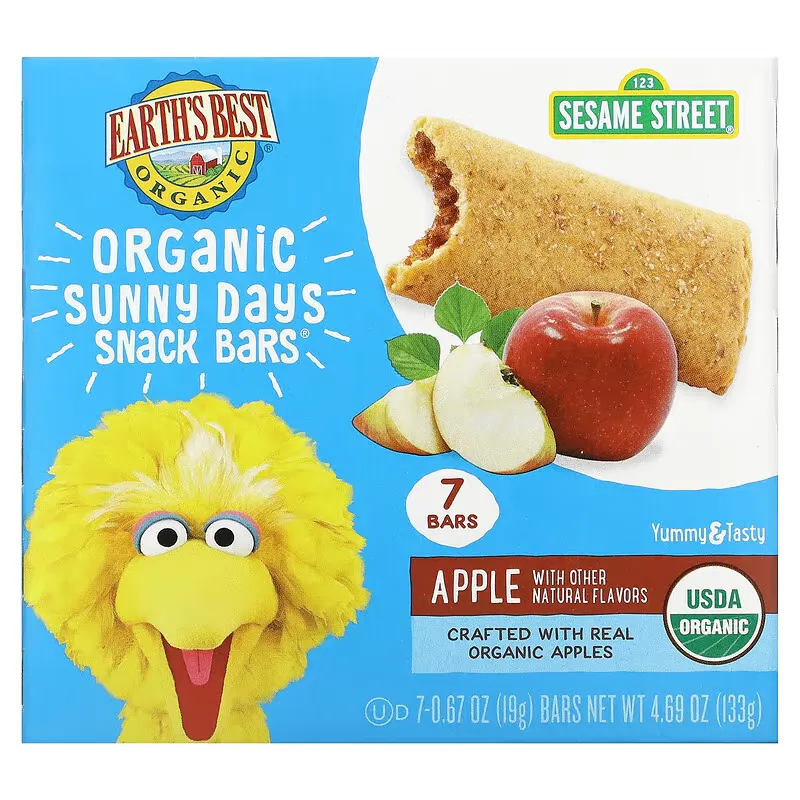 Organic, Sunny Days Snack Bars, 2 Years and Up, Apple, 7 Bars, 0.67 oz (19 g) Each