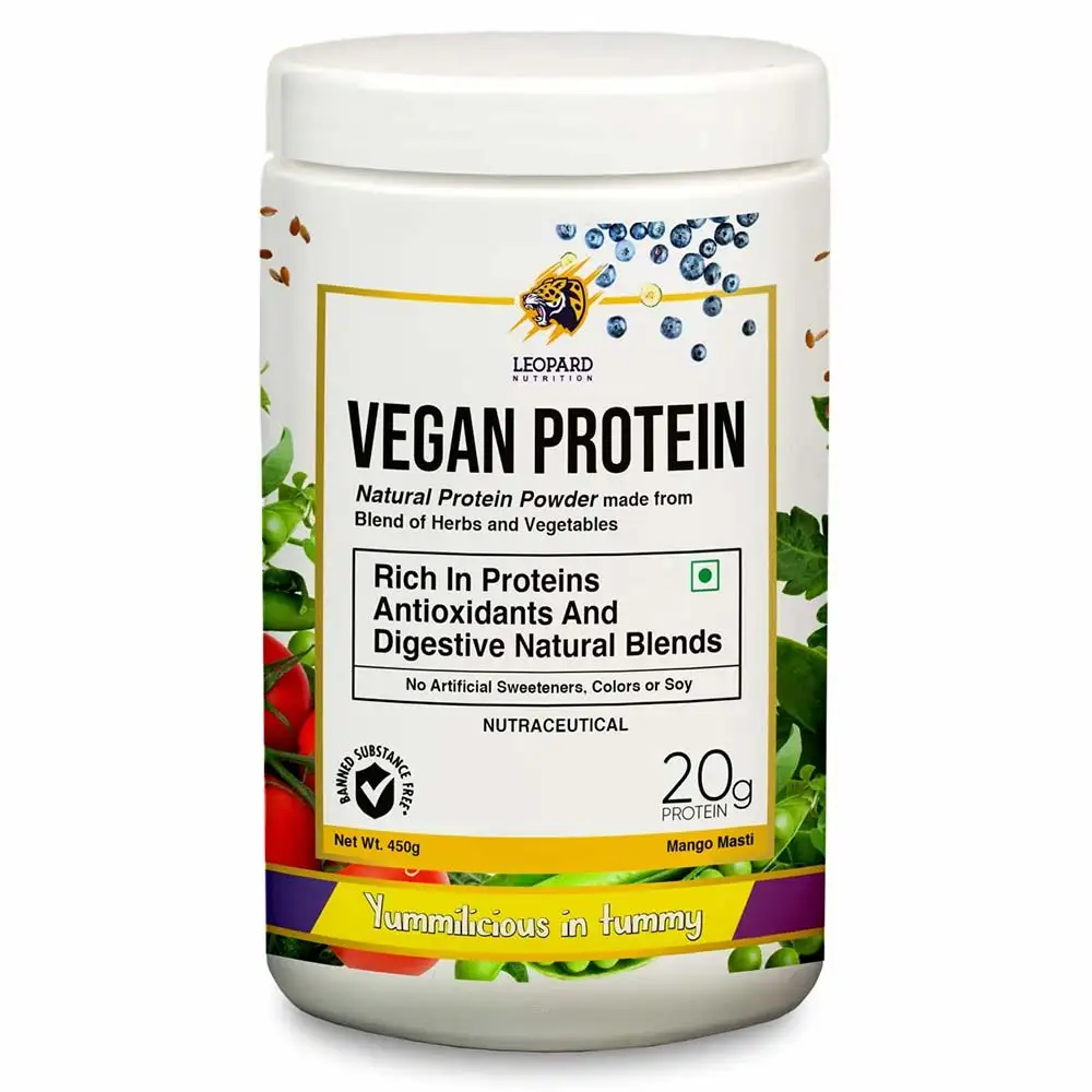 Leopard Nutrition Vegan Protein,  0.99 lb  Mango Masti