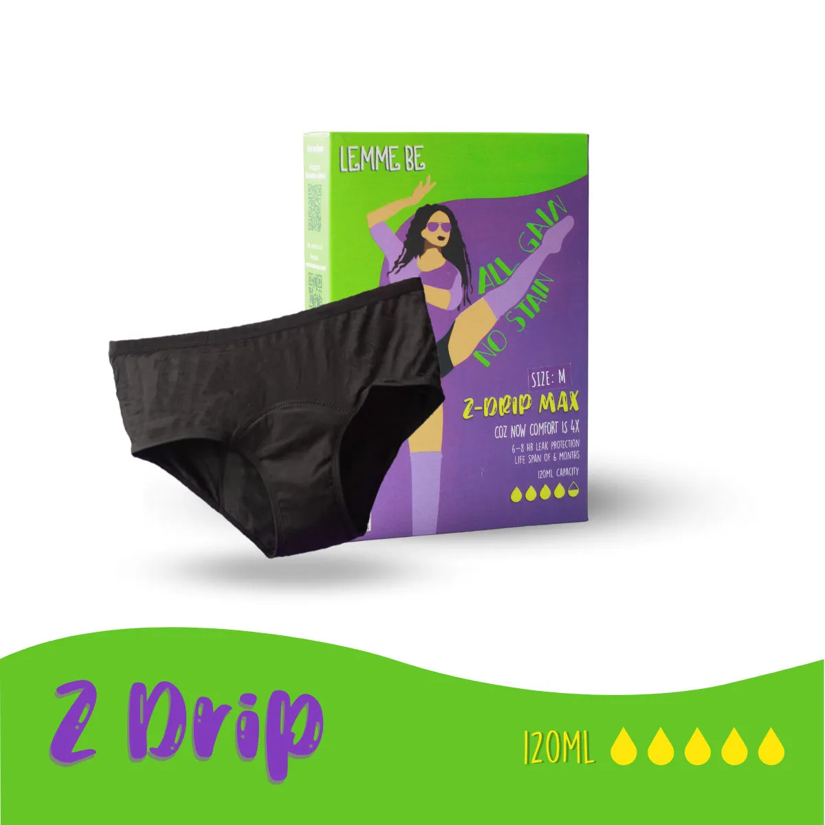 Lemme Be Reusable Period Panties Z Drip Max - Xl