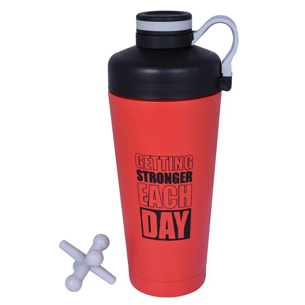 GHC Steel Shaker Bottle,  with TwistOn Cap Red  1000 ml