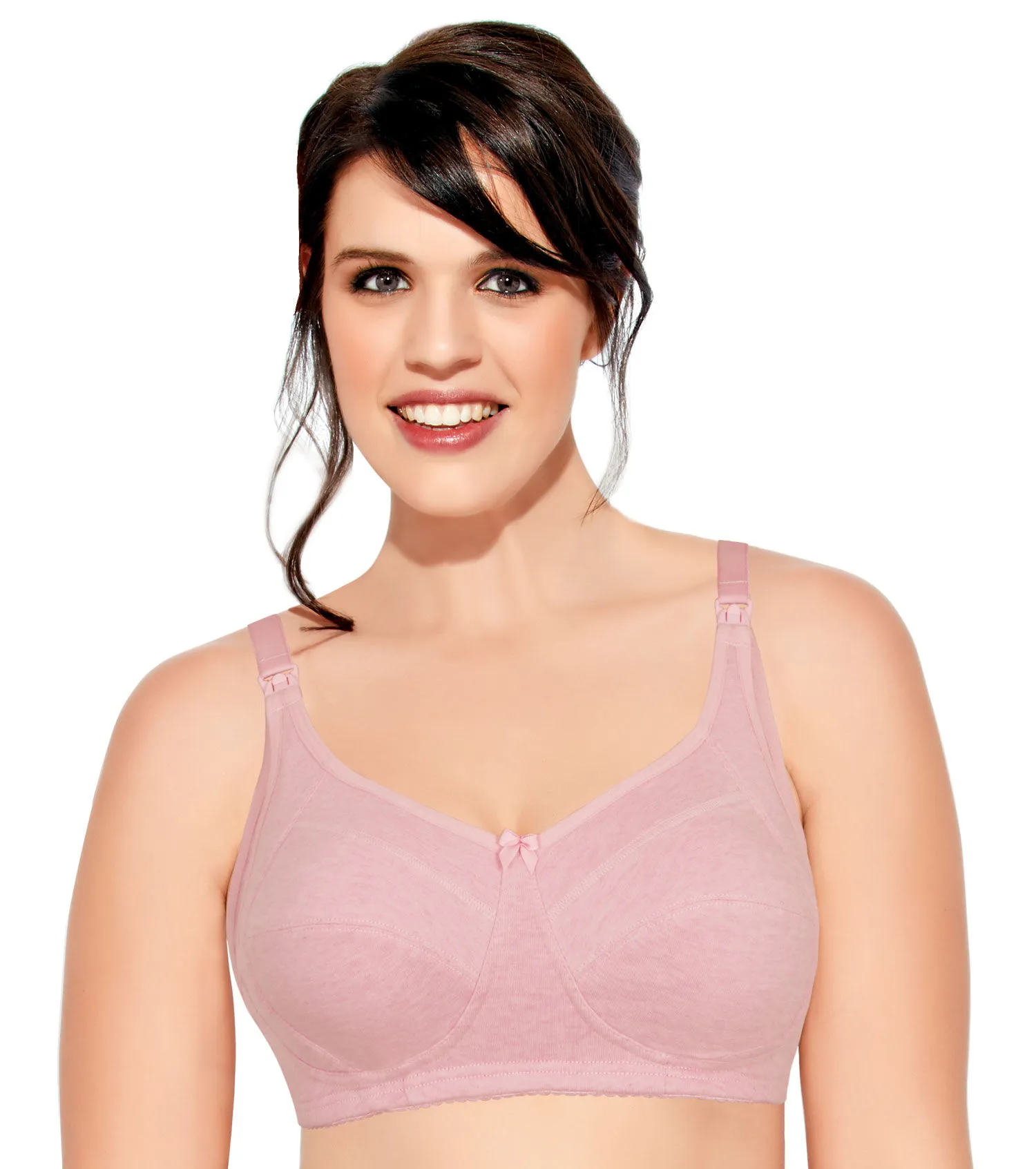 Enamor MT02 Sectioned Lift & Support Nursing Bra - Non-Padded Wirefree High Coverage - Pink (36C)