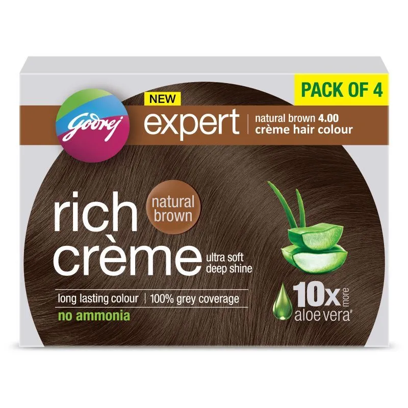 Godrej Expert Creme Hair Colour - Natural Brown (Pack of 4)