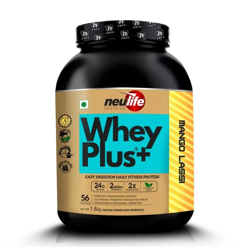 Neulife Wheyplus Gut-Friendly Grass-Fed Whey Protein Powder - Mango Lassi Flavour