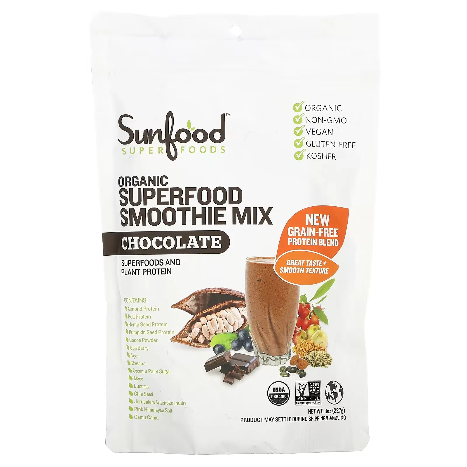 Organic Superfood Smoothie Mix, Chocolate, 8 oz (227 g)