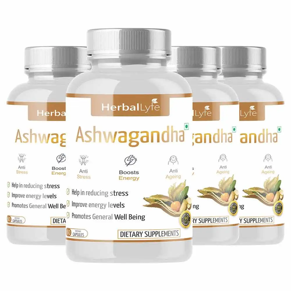 Herballyfe Organic Ashwagandha 800mg (Pack of 4),  60 capsules