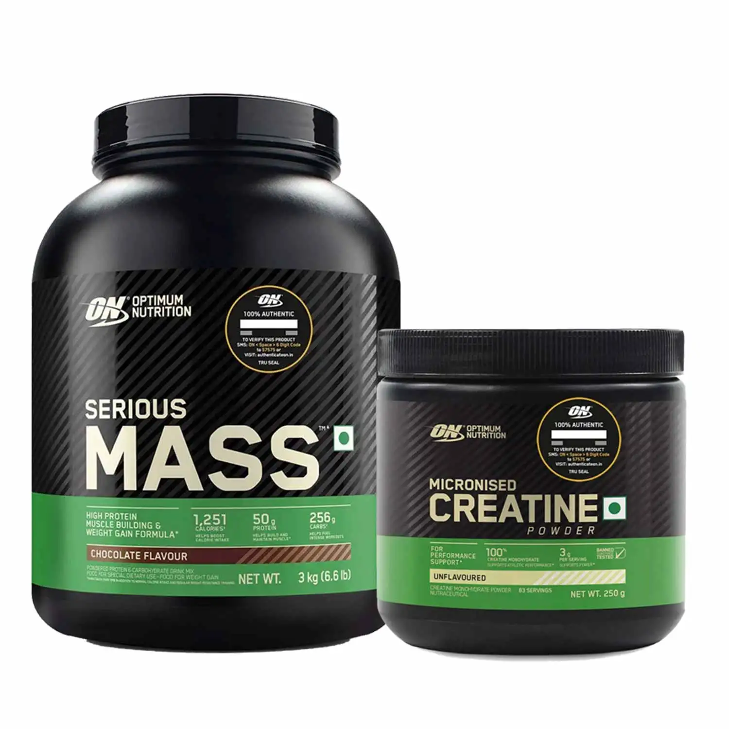 ON (Optimum Nutrition) Serious Mass & Micronized Creatine Powder 0.55 lb Combo,  6.6 lb  Chocolate