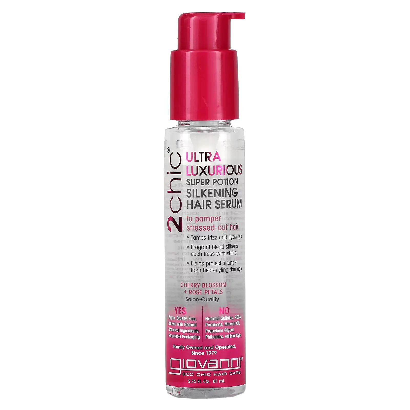 2chic, Ultra-Luxurious Super Potion Silkening Hair Serum, Cherry Blossom + Rose Petals, 2.75 fl oz (81 ml)