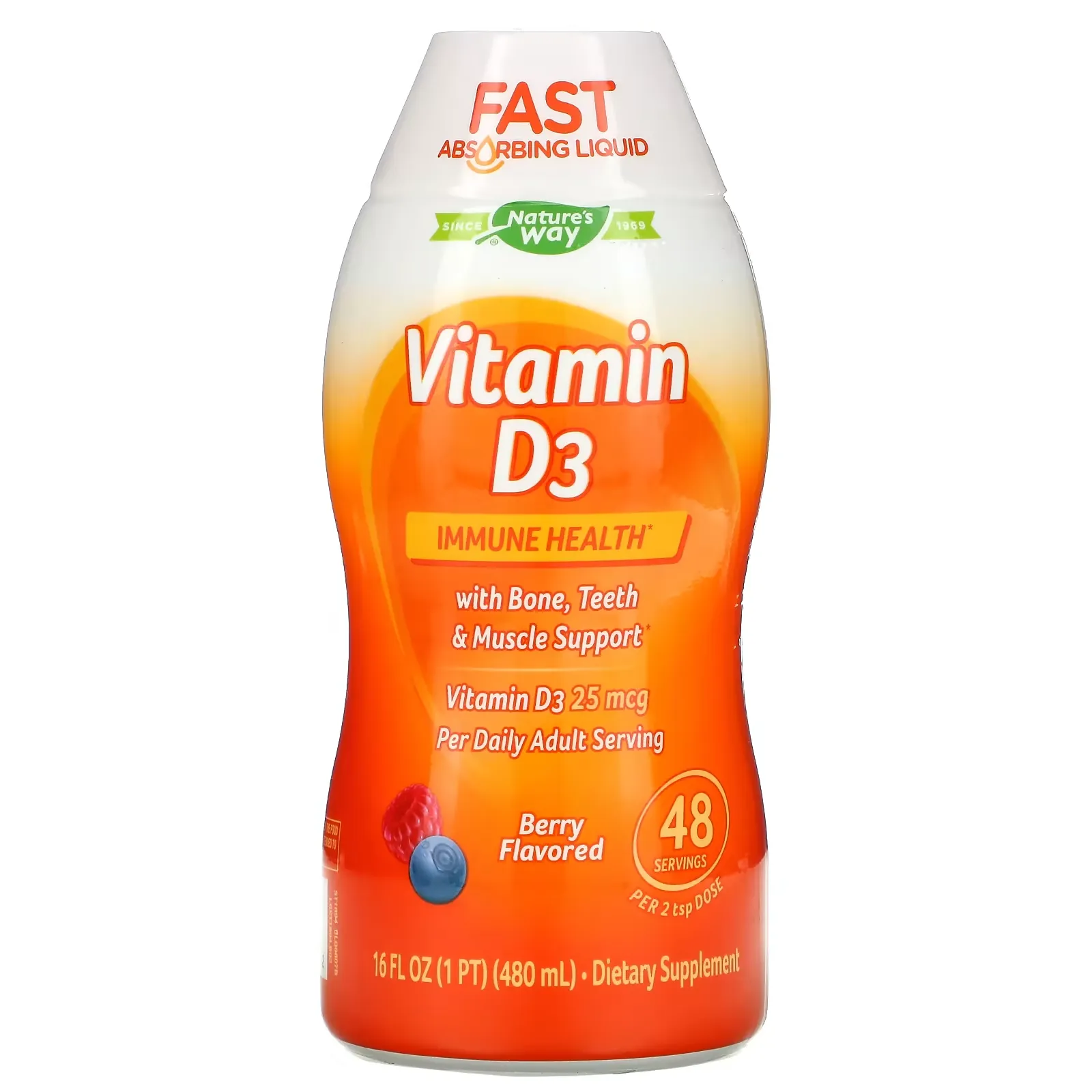 Vitamin D3, Berry, 25 mcg, 16 fl oz (480 ml)