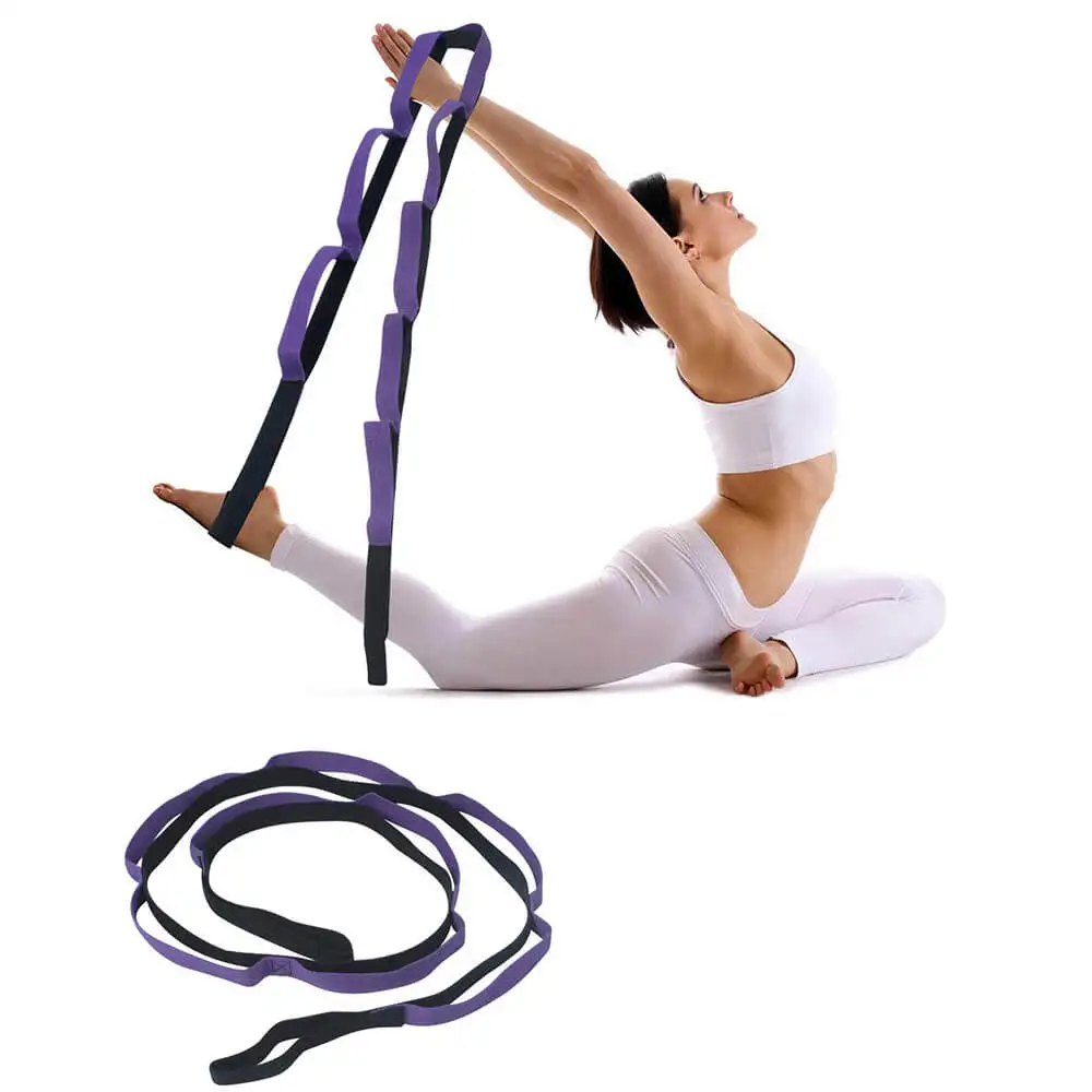 Fitsy Yoga Stretch Strap,  Black and Blue  78 inches