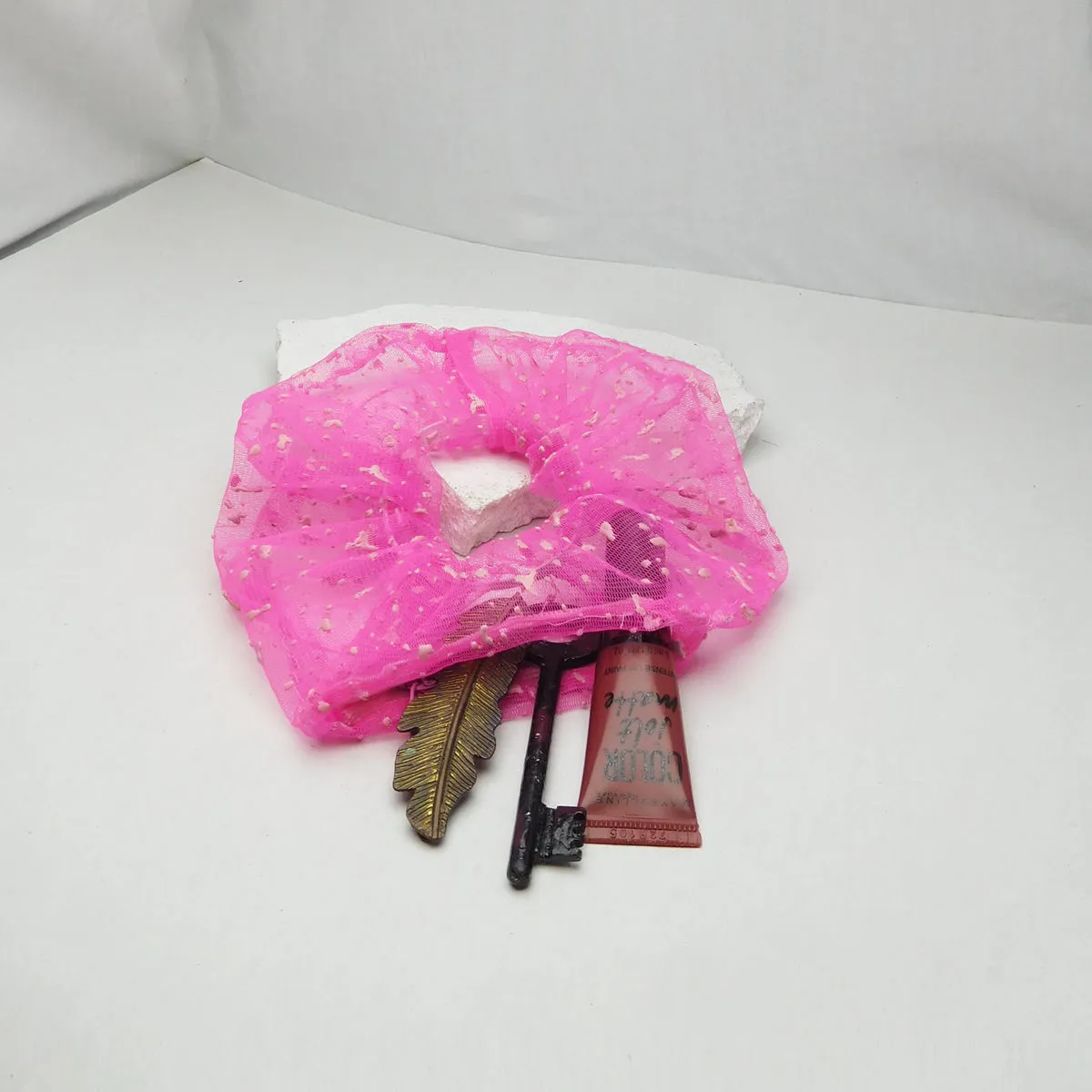 Soho Boho Studio Pink Raindrop Zipper Scrunchie