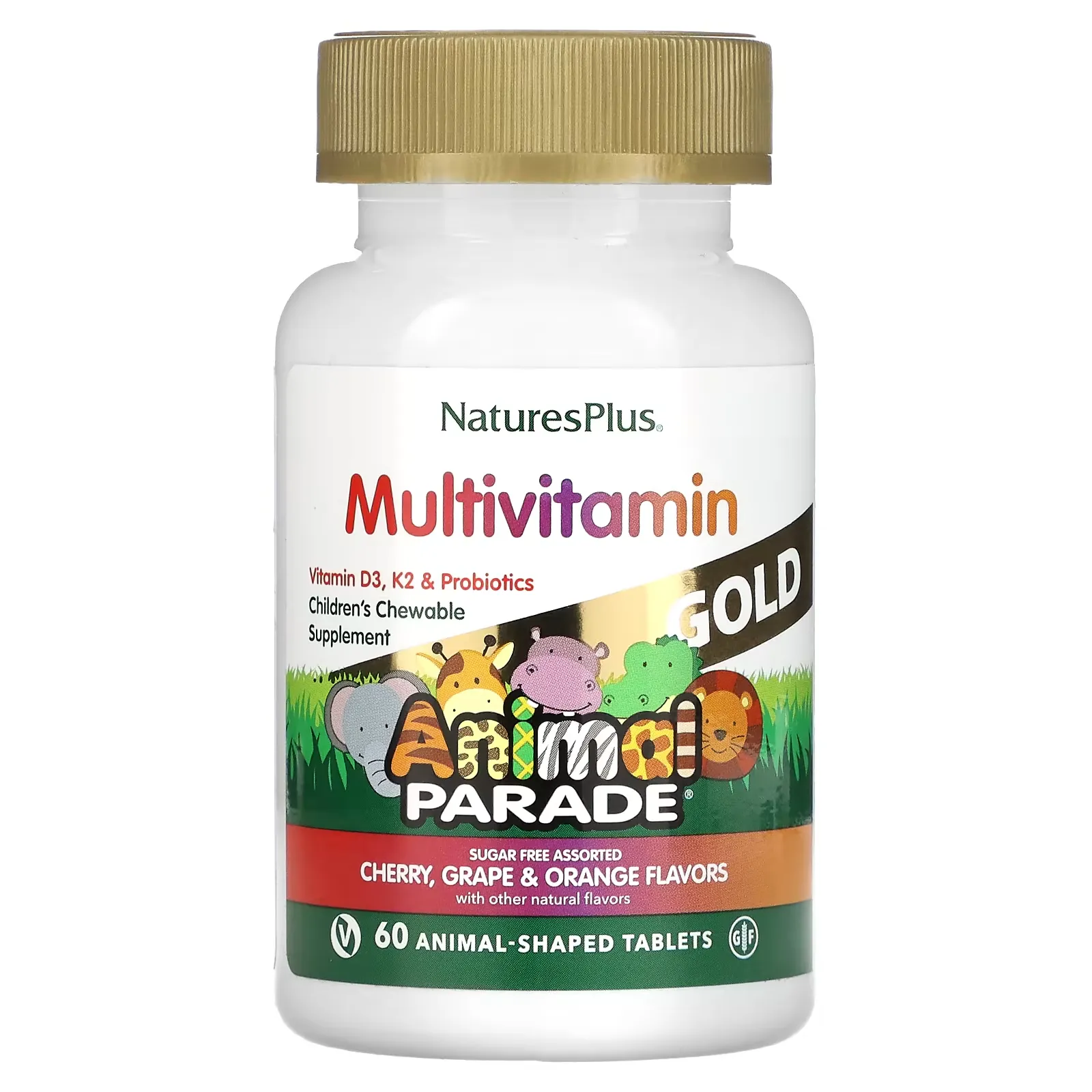 Animal Parade Gold, Children's Chewable Supplement, Cherry, Grape & Orange, 60 Animal-Shaped Tablets