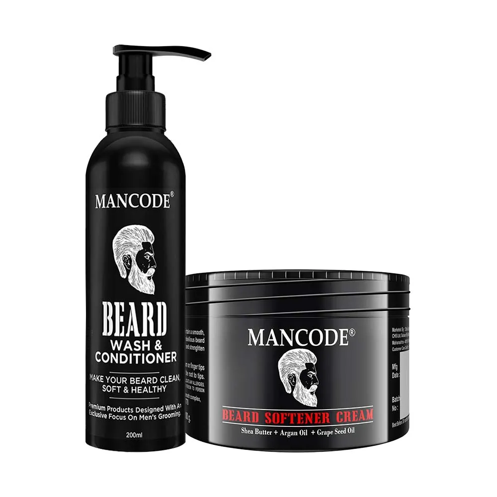 Mancode Grooming Kit, Beard Wash & Conditioner & Beard Softener Cream (Pack Of 2)