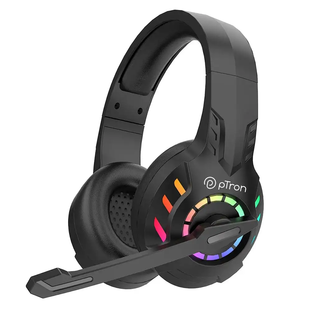 Ptron Studio Pixel Over-Ear Wireless Gaming Headphones,  Black