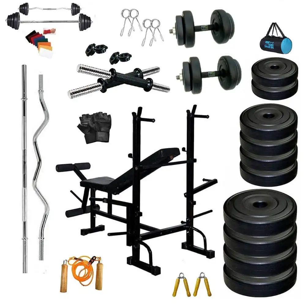 Body Maxx 50Kg PVC Combo 94 Home Gym with 8 in 1 Multipurpose Bench