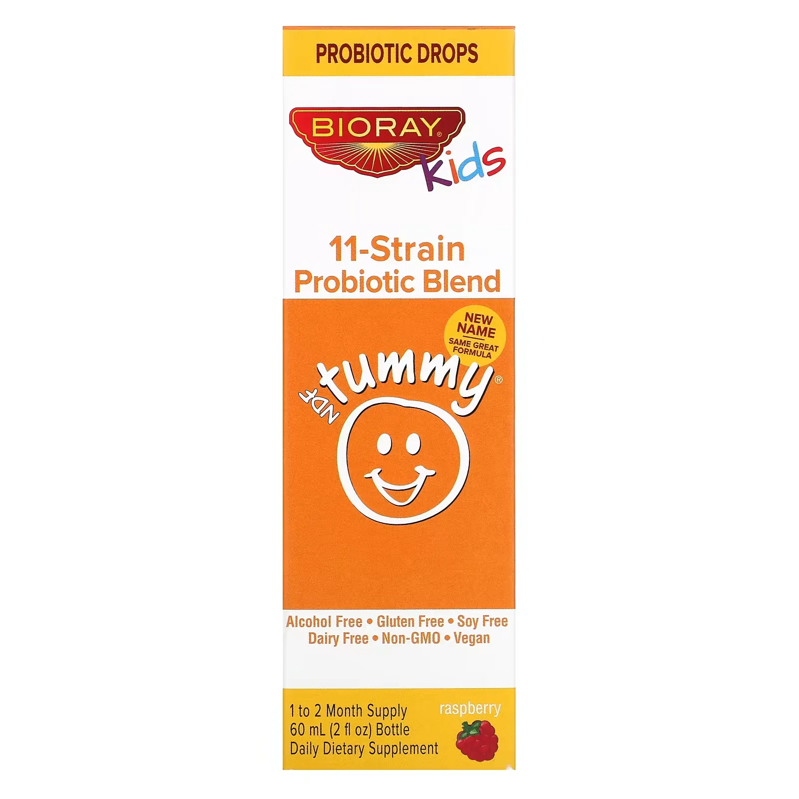 Kids, NDF Tummy, 11-Strain Probiotic Blend, Raspberry Flavor, 2 fl oz (60 ml)