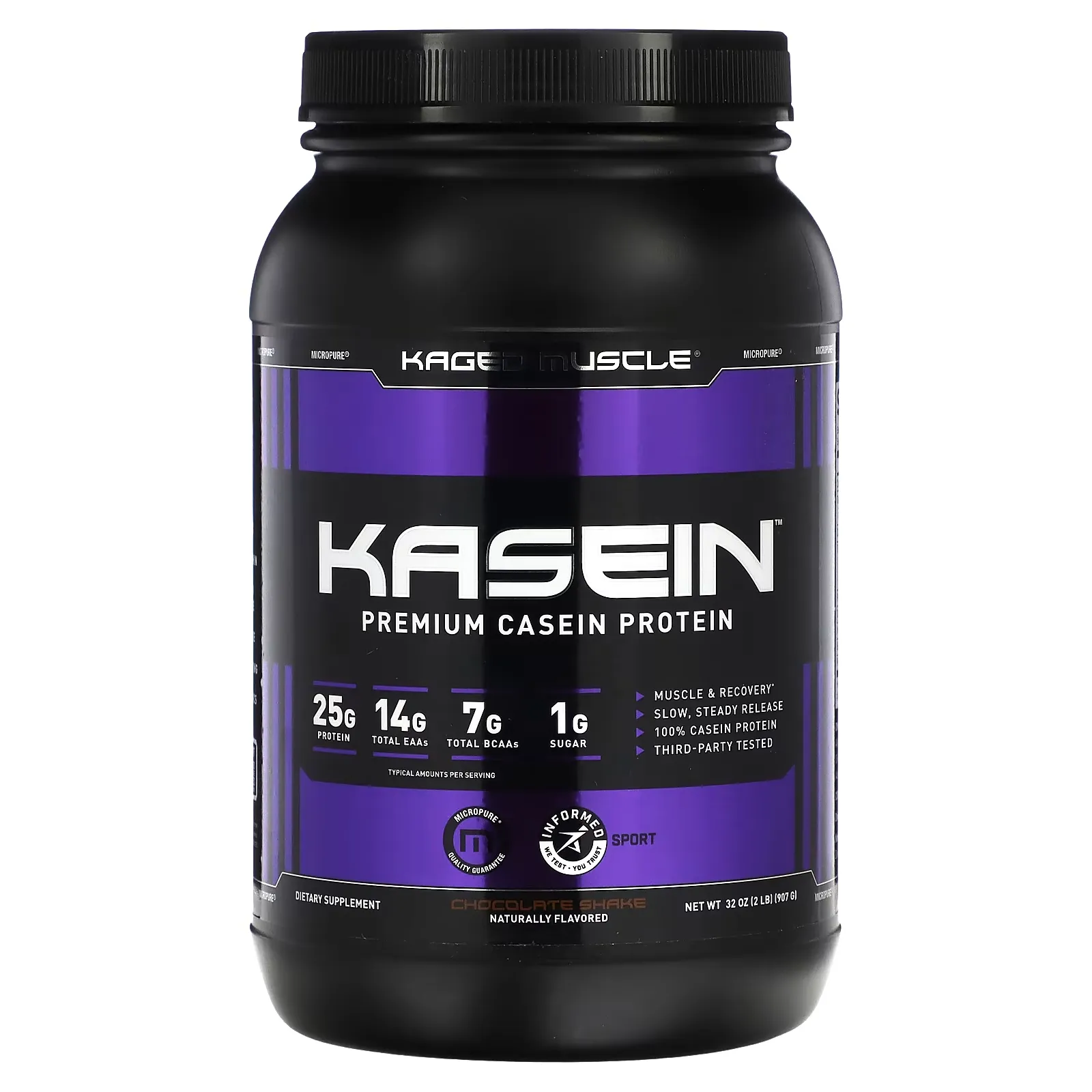 Kasein Premium Casein Protein, Chocolate Shake, 2 lb (907 g)