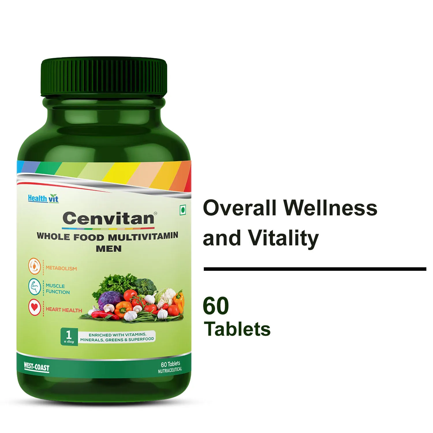 HealthVit Cenvitan Plant Based Whole Food Multivitamin For Men