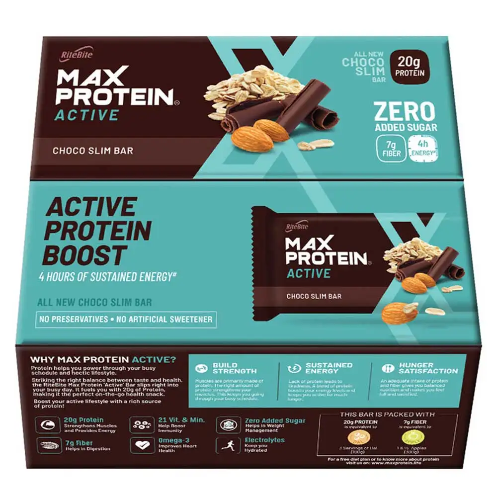 RiteBite Max Protein Active Bar (20g Protein),  12 bar(s)  Choco Slim