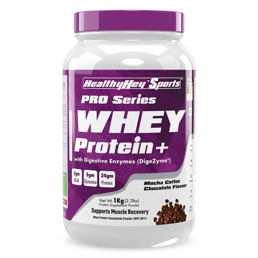 HealthyHey Sports Whey Protein with Digestive Enzymes,  2.2 lb  Mocha Coffee Chocolate