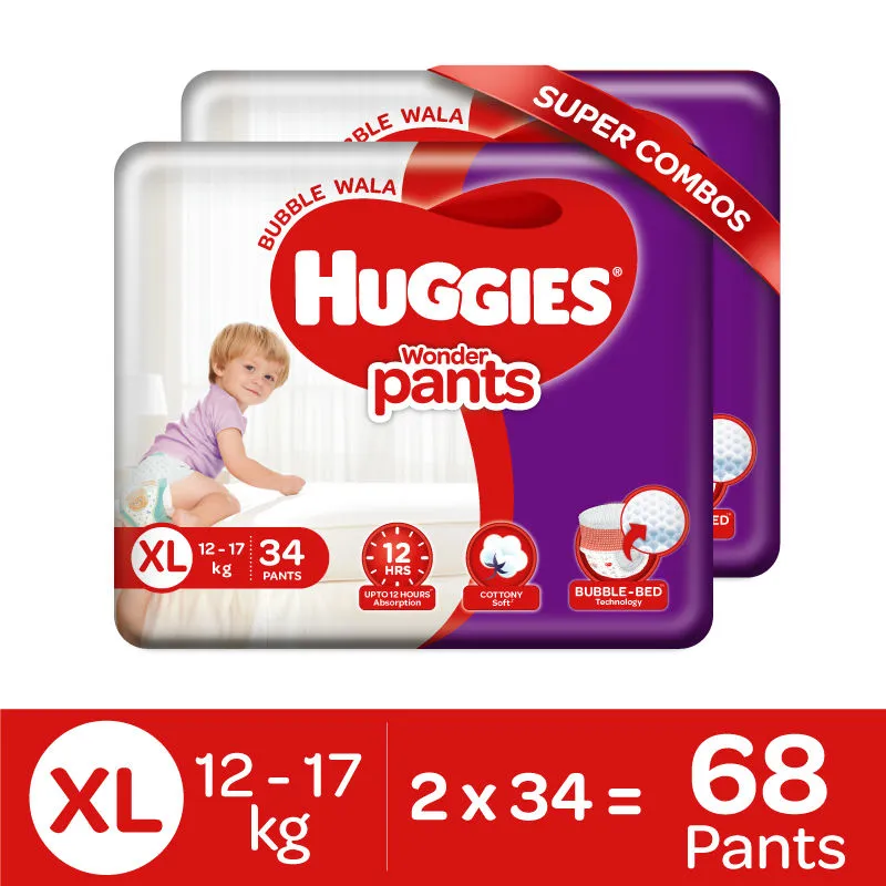 Huggies Wonder Pants - Extra Large Size Diapers Combo - Pack Of 2