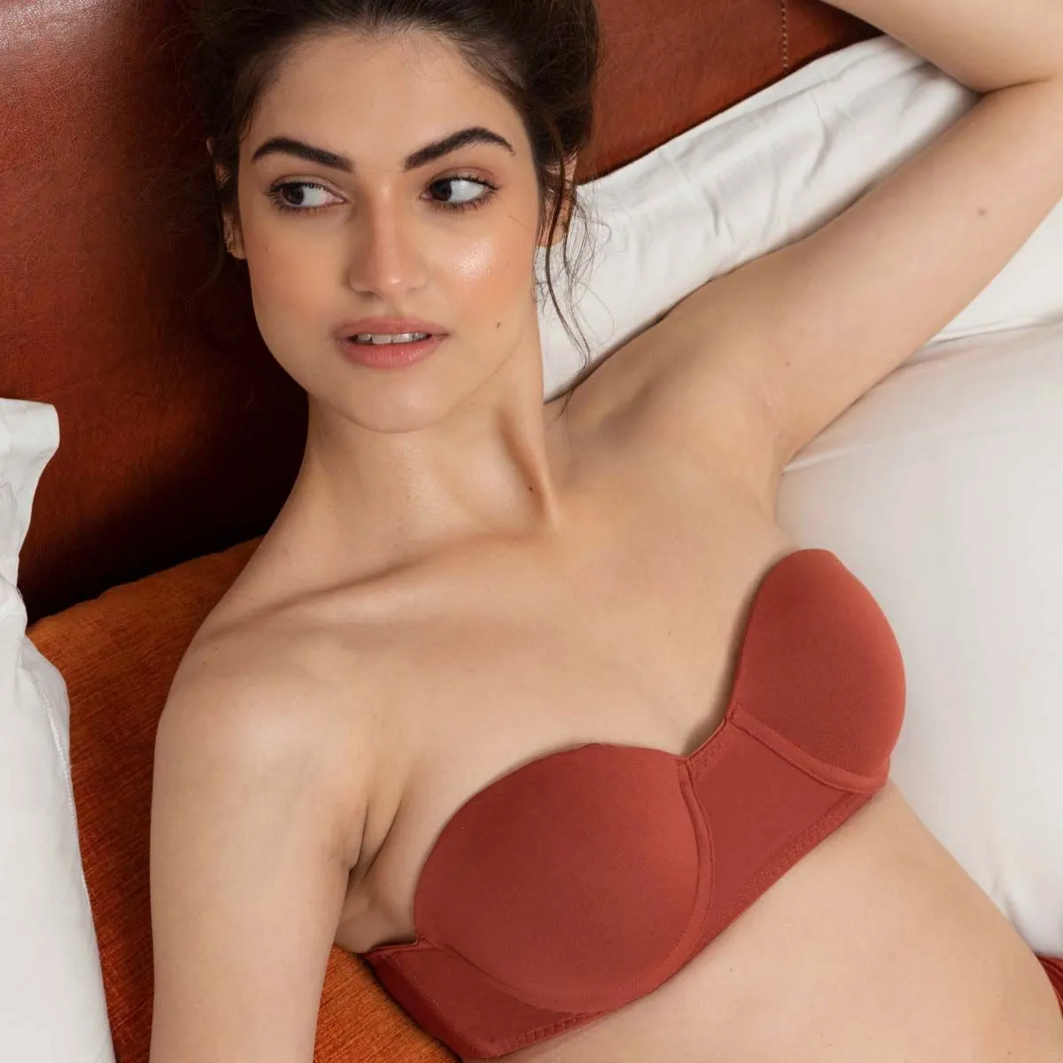 Curwish Enchantress-Rust Strapless Push Up Bra 3 in 1 (36D)