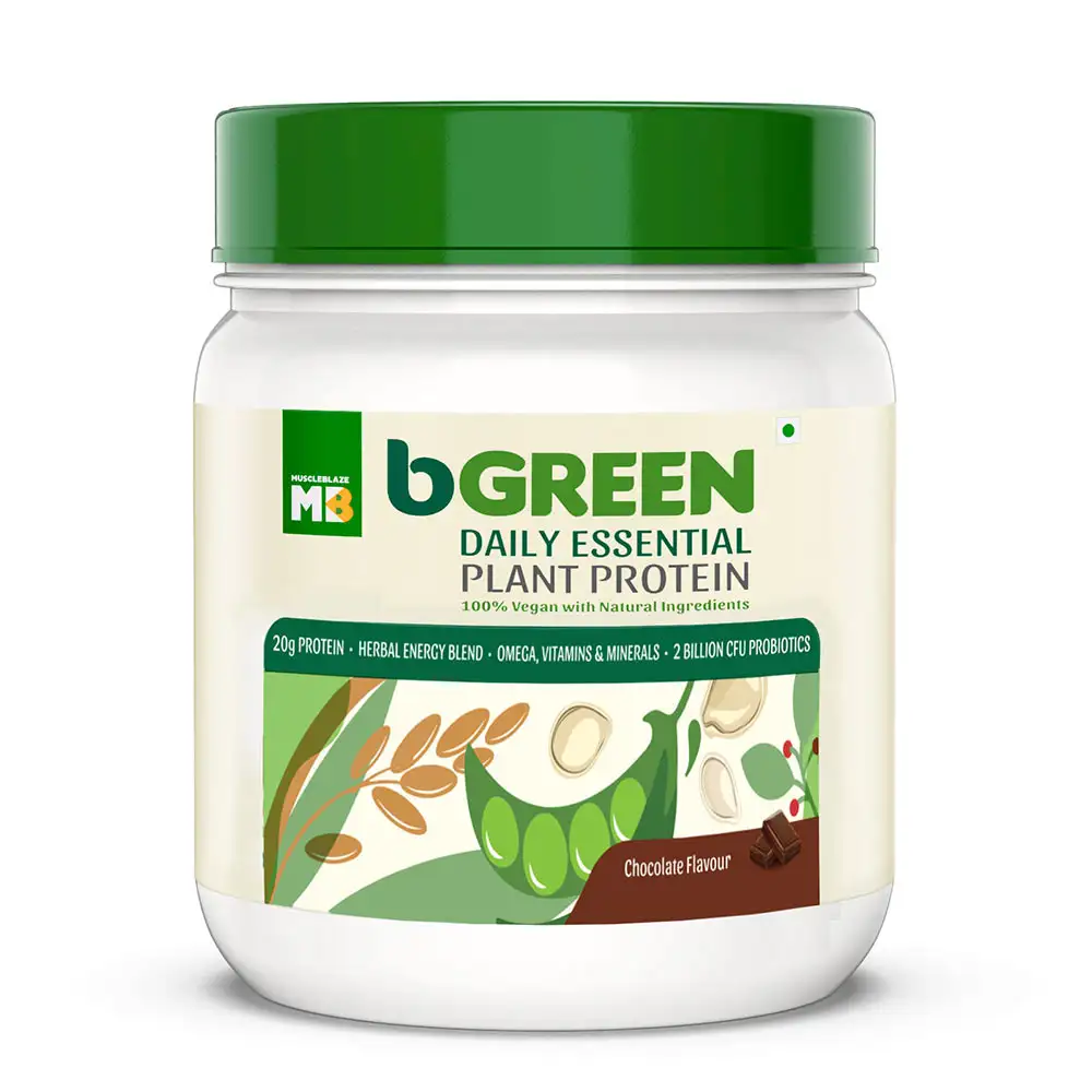 bGREEN Daily Essential Plant Protein by MuscleBlaze OP,  1.1 lb  Chocolate