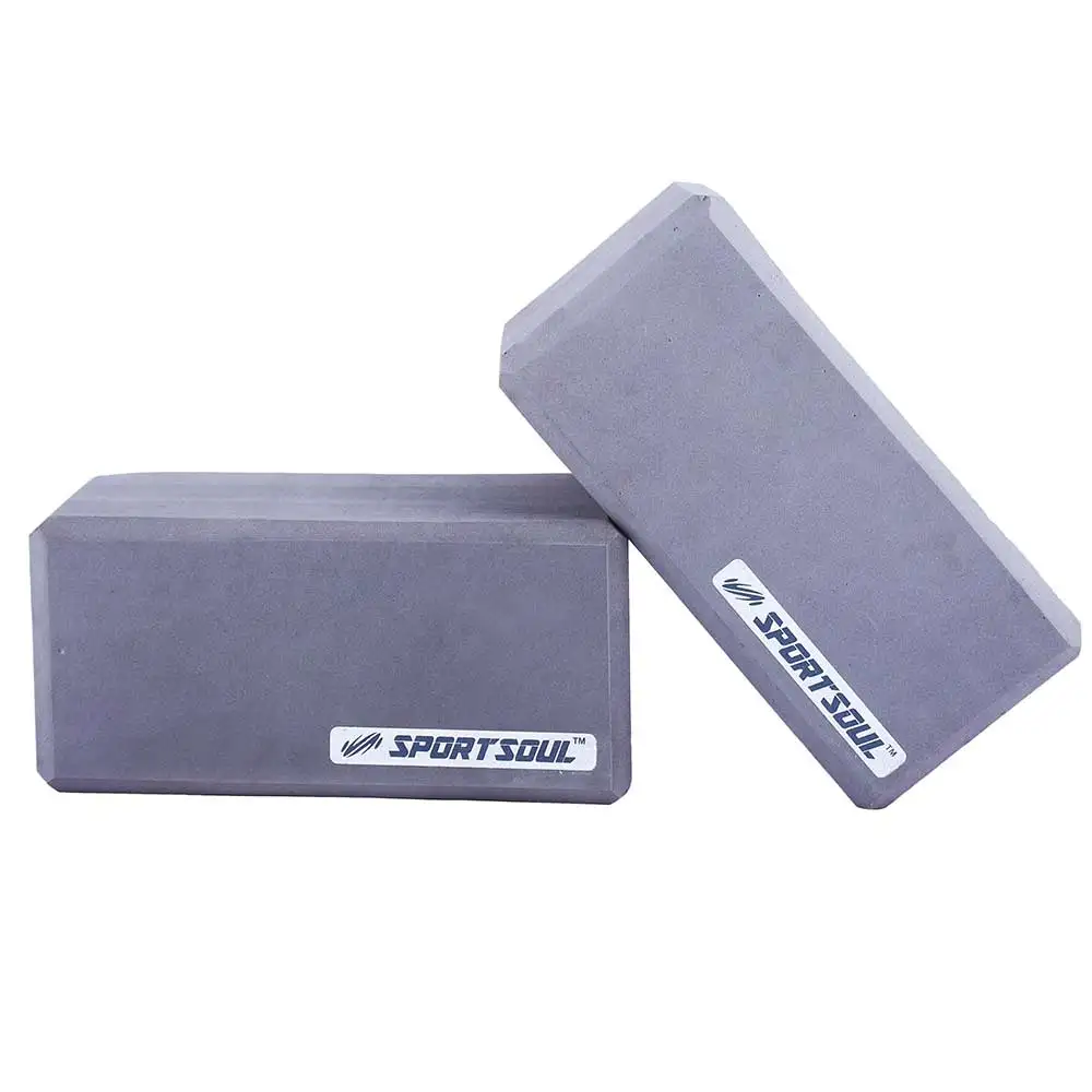 SportSoul Classic Yoga Block,  Grey (Pack of 2)  22 x 15 x 10 cm