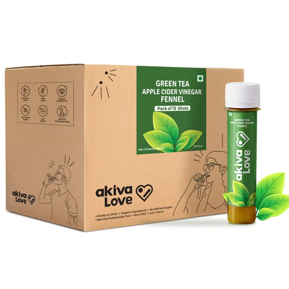 Akiva Green Tea Apple Cider Vinegar Pack of 15,  40 ml  Natural